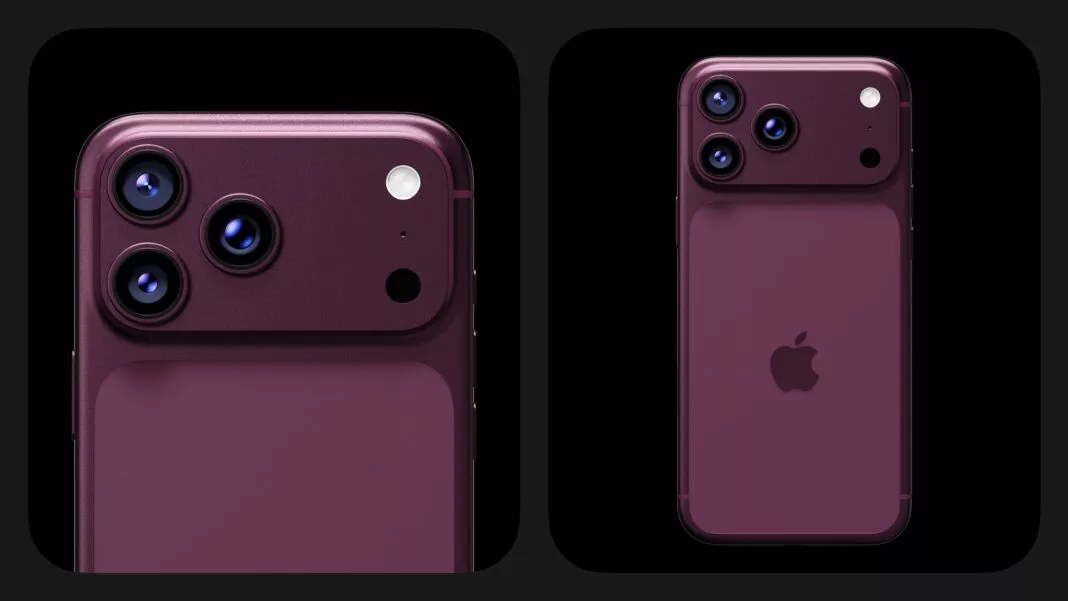Tampilan bagian belakang iPhone 18 Pro Max warna ungu dengan modul kamera baru