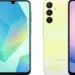 Tampilan depan dan belakang HP reseller Samsung warna hijau dan kuning