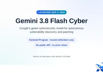 Pengumuman fitur keamanan siber mandiri Gemini 3.8 Flash Cyber, model AI pemburu celah.