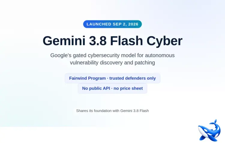 Pengumuman fitur keamanan siber mandiri Gemini 3.8 Flash Cyber, model AI pemburu celah.