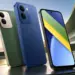 Render promosi POCO C95 Pro dengan tampilan sudut 3D warna hijau dan biru