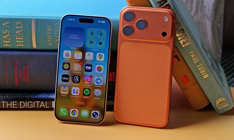 Smartphone flagship warna oranye dan layar depan elegan, rekomendasi HP favorit artis.