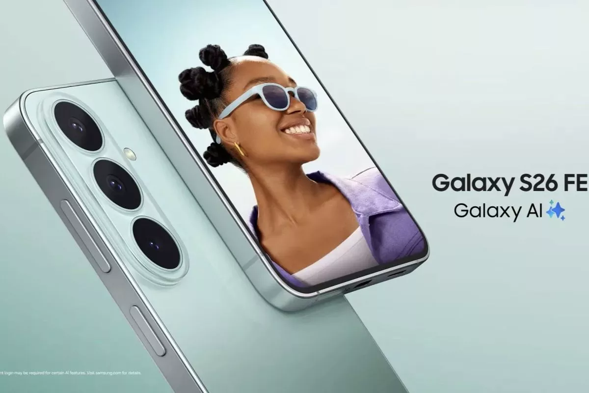 tiga kamera belakang dan layar Samsung Galaxy S26 FE yang didukung fitur Galaxy AI.
