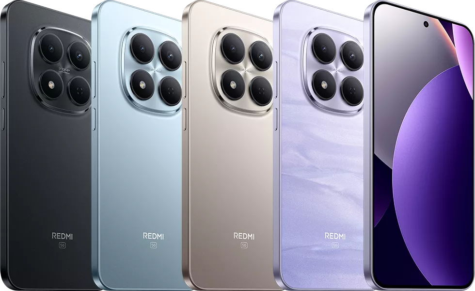 Varian warna Redmi 5G dengan modul kamera belakang dan layar depan luas, pilihan HP 6 jutaan terbaru.