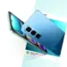 Tampilan bodi depan dan belakang smartphone Infinix Hot warna biru cerah. HP Android Murah
