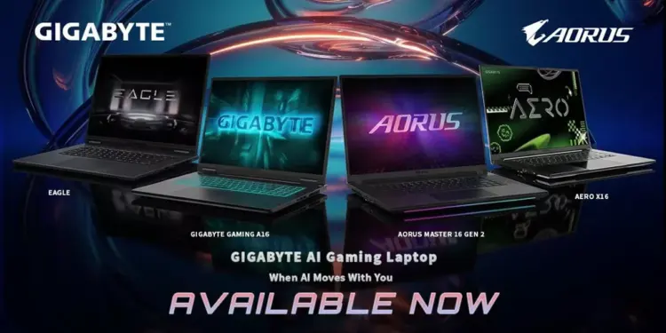 Jajaran lini GIGABYTE AI Gaming Laptop terbaru seperti Eagle, Gaming A16, AORUS Master 16 Gen 2, dan AERO X16.