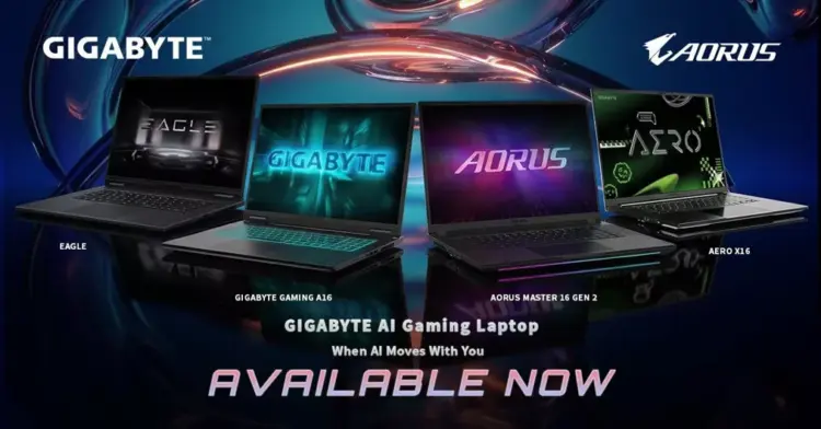 Jajaran lini GIGABYTE AI Gaming Laptop terbaru seperti Eagle, Gaming A16, AORUS Master 16 Gen 2, dan AERO X16.