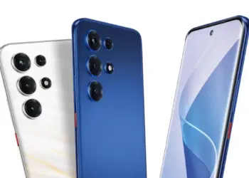 Tiga pilihan HP 2 jutaan terbaik dengan varian warna putih dan biru menampilkan bodi belakang serta layar depan.