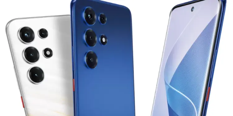 Tiga pilihan HP 2 jutaan terbaik dengan varian warna putih dan biru menampilkan bodi belakang serta layar depan.