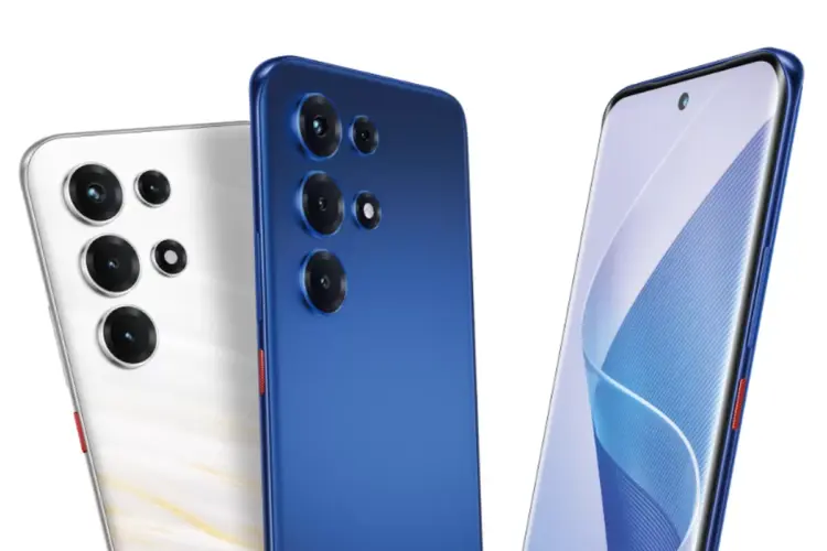 Tiga pilihan HP 2 jutaan terbaik dengan varian warna putih dan biru menampilkan bodi belakang serta layar depan.