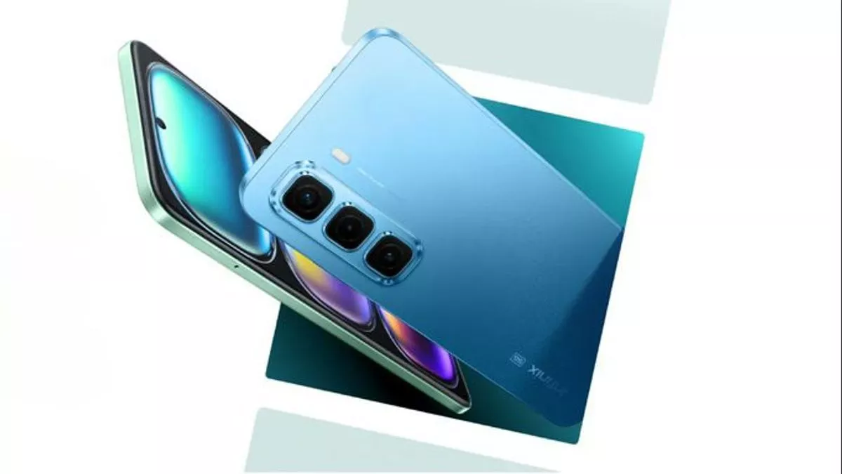 HP Infinix murah dengan opsi warna biru toska yang menarik, menawarkan layar luas dan kapasitas baterai besar.