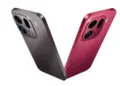 Dua smartphone Oppo Find X10 warna abu-abu metalik dan merah saling bertumpuk membentuk huruf V.