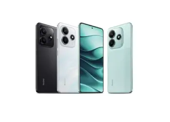 Jajaran empat unit HP Redmi 2 jutaan menampilkan bodi belakang hitam, putih, hijau mint, dan layar depan.
