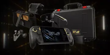 Paket penjualan eksklusif ROG Xbox Ally X20 lengkap dengan kacamata AR, hard case, dan aksesori gaming.