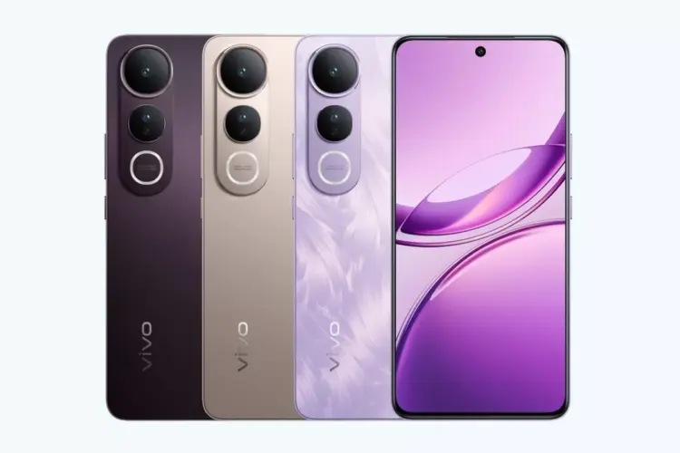 Tiga pilihan warna HP Vivo kelas 4 jutaan dengan desain bodi belakang stylish dan tampilan layar AMOLED mulus.
