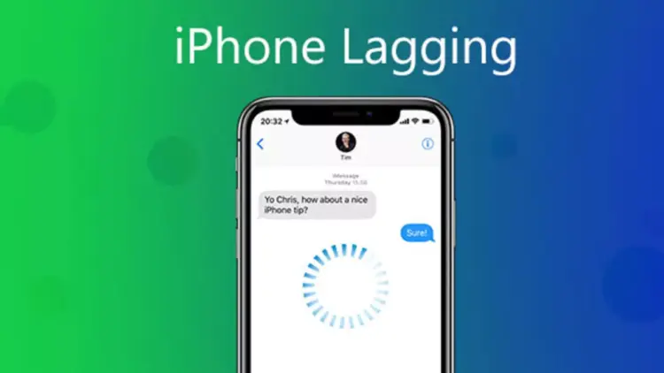 Ilustrasi layar iPhone yang mengalami lagging atau lambat saat digunakan.