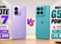 Perbandingan spesifikasi dan harga Redmi Note 17 warna ungu vs Moto G57 Power warna toska.