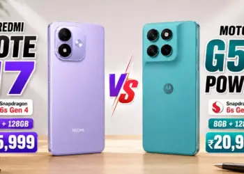 Perbandingan spesifikasi dan harga Redmi Note 17 warna ungu vs Moto G57 Power warna toska.