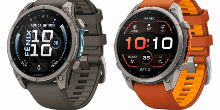 Perbandingan desain model Garmin Fenix 9 dan Garmin Fenix 9 Pro ukuran 47 mm.