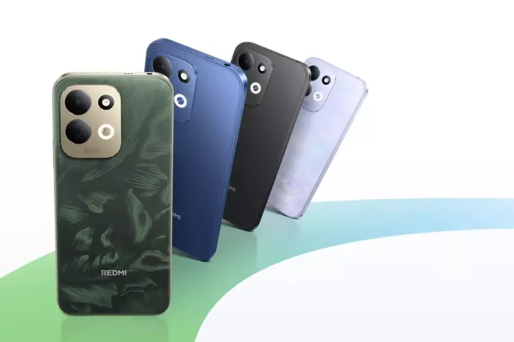 Jajaran smartphone Redmi dengan bodi motif daun hijau dalam pilihan HP NFC 3 jutaan