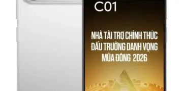 Tampilan desain bodi belakang dan layar depan smartphone realme C01 berwarna putih