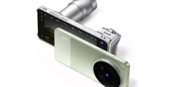 HP RAM 16GB Vivo X100 Ultra dengan aksesori kit fotografi dan kamera belakang bundar.