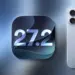 Logo pembaruan sistem operasi iOS 27.2 di sebelah perangkat iPhone.