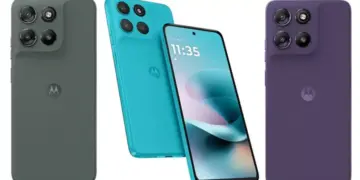 Variasi warna bodi belakang dan tampak depan layar lini Moto G37, G67, dan G77 Power.