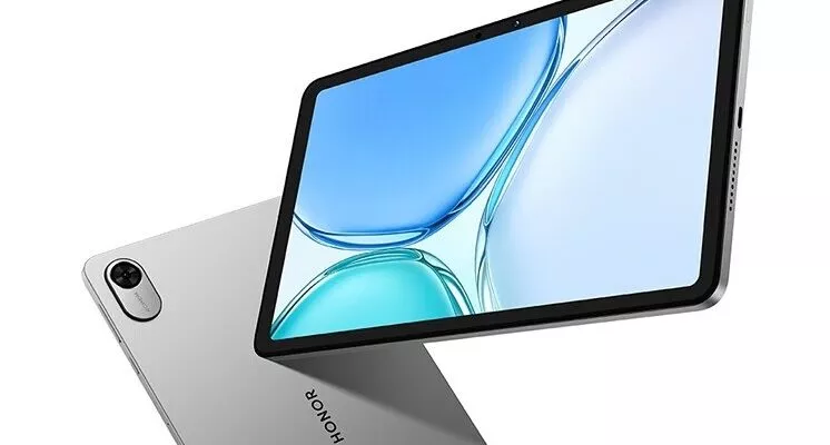 Tampilan sudut depan dan belakang Honor Pad X10 Mini yang memperlihatkan layar jernih.