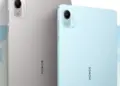 Varian warna bodi belakang Honor Pad X10 Mini yang memperlihatkan modul kamera dan logo merek.
