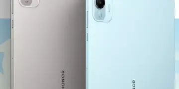 Varian warna bodi belakang Honor Pad X10 Mini yang memperlihatkan modul kamera dan logo merek.