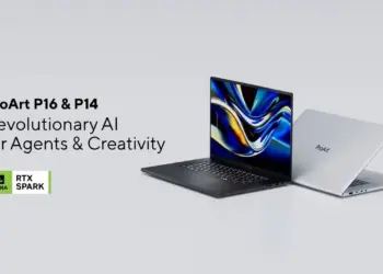 Banner promosi laptop ASUS ProArt P14 dan P16 dengan GPU NVIDIA RTX Spark untuk kreativitas AI