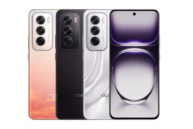 Varian warna HP Oppo 5G RAM 8/256 GB beserta tampilan layar depannya.