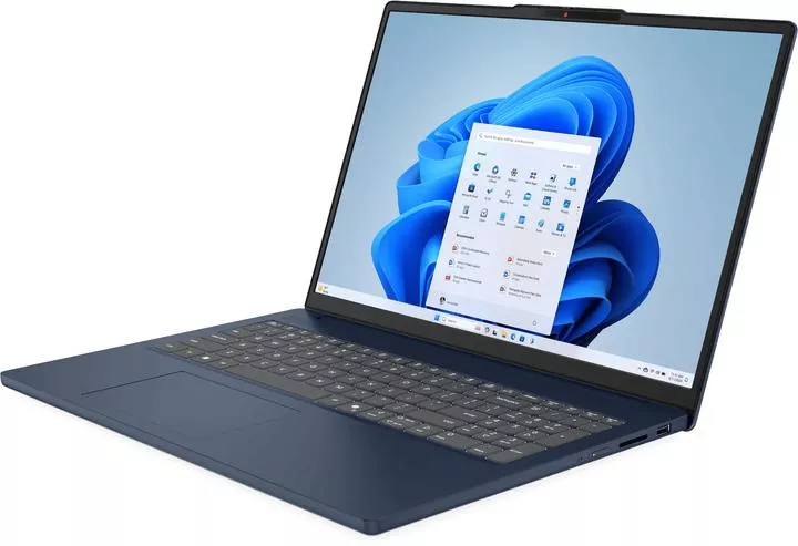 Laptop Lenovo IdeaPad Slim 3i warna biru dengan sistem operasi Windows 11