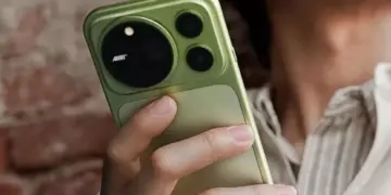 Honor Magic 9 warna hijau olive saat digenggam tangan memperlihatkan modul kamera ARRI.