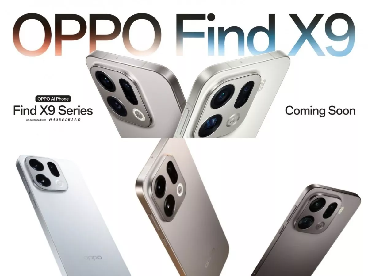 Poster varian warna OPPO Find X9 Series dengan kamera Hasselblad.