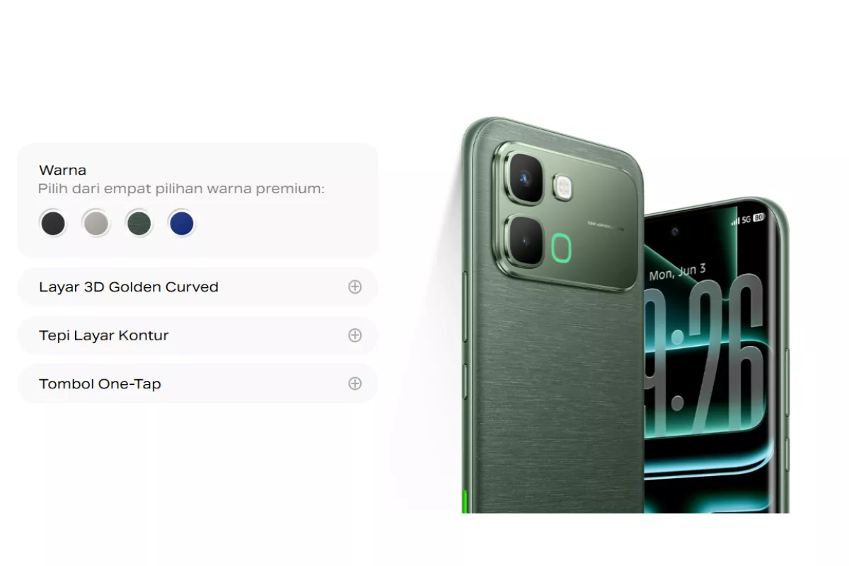Detail modul kamera belakang HP Infinix edisi khusus Pininfarina warna hitam